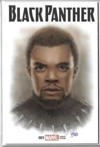 Marvel Black Panther #1 Original Sketch Cover Comic Art Chadwick Boseman - Picture 1 of 7