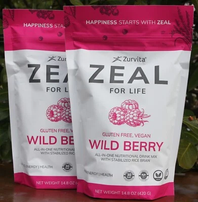*2-Pack* Zurvita Zeal 30-Day Wellness Bag, Gluten Free, Vegan Wild Berry - Image 1 of 3
