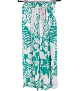 NWT PANAMA JACK LINEN Blend Floral Wide Straight Leg Elastic Waist Pants Size XS - Picture 1 of 13