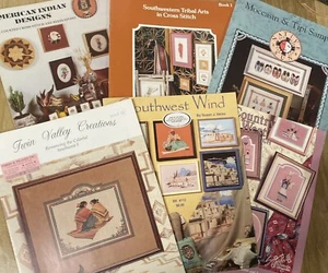 Lot of 6 Cross Stitch Patterns Native American Indian Southwest Tribal Theme - Picture 1 of 7