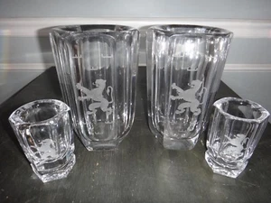 Antiguo conjunto de figuras Kosta Boda plomo cristal grabado jarrones león rampante más minis - Imagen 1 de 10