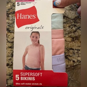 Hanes Supersoft Underwear Pink Purple Girls ribbed panties NEW Size 8 - Picture 1 of 7
