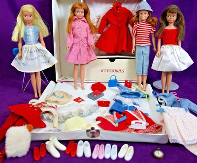 Vintage 4 DOLL SL SKIPPER SKOOTER Barbie LOT SS Happy Land Skating Silk LOT BIN! - Image 1 of 4