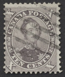 Canadá #17 10c Prince Consort tono púrpura opaco en muy buen estado centrado - Imagen 1 de 2