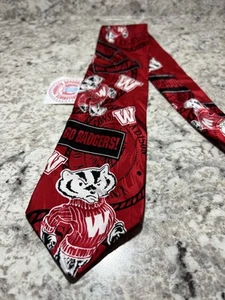 University of Wisconsin Ralph Marlin Krawatte 100 % Seide 90er Vintage Dachse USA NCAA - Bild 1 von 5