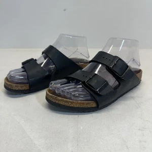 Sandali Birkenstock Arizona in pelle nera EU 34 US 3 plantare regolare donna bambini - Foto 1 di 11