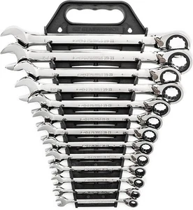 GEARWRENCH 13 Pc. 12 Pt. Reversible Ratcheting Combination Wrench Set, Red - Picture 1 of 7