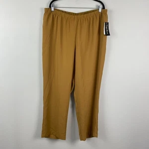 Maggie Barnes Gold Straight Leg Pull On Pants Size 1X Elastic Waist - Picture 1 of 10