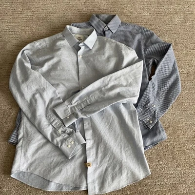 2- Camisa de vestir Ben Sherman para hombre 15,5 34-35 azul a rayas a medida calce ajustado Foto 1 de 3