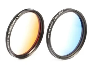 K&F Concept Set of 2 58mm Graduated Blue & Orange Camera Lens Filters W/ Cases - Picture 1 of 2