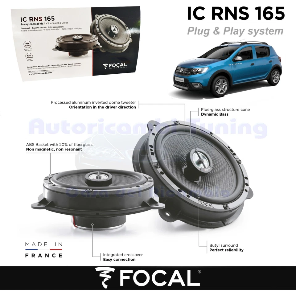 Cajas De Altavoces Posteriores FOCAL Plug Y Play IC RNS 165 Para DACIA SANDERO - Imagen 1 de 4