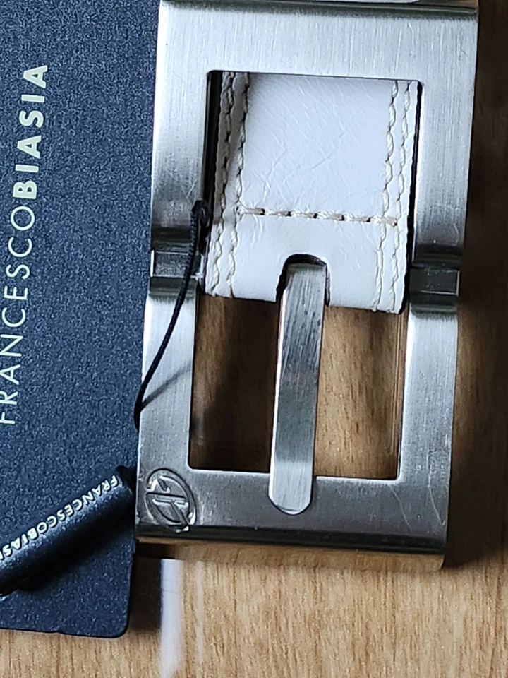 Cinturón para mujer Francesco Biassia de cuero genuino blanco talla L hecho en Italia Foto 1 de 4