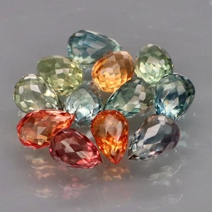 Briolette 4x3 mm.Ravishing! Fancy Color Sapphire Africa 12Pcs/3.52Ct. - Picture 1 of 6