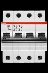 ABB 6 AMP CURVE K 6kA FOUR POLE MCB CIRCUIT BREAKER S204 2CDS254001R0377 - Picture 1 of 6