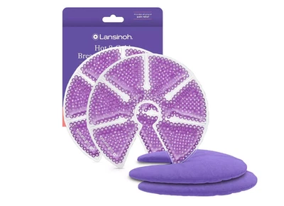 Paquetes de terapia de lactancia de mama fría caliente Lansinoh, 2 paquetes reutilizables con 2 cubiertas Foto 1 de 4