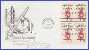 USA3 #1263 ADDR ARTMASTER FDC BL4 Crusade Against Cancer - Bild 1 von 1