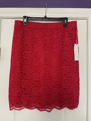 Falda lápiz forrada ELLE roja "Dama de encaje" para mujer talla 10 nueva con etiquetas Foto 1 de 4