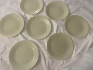 Seven Corelle Luncheon Plate Yellow Linen 8 1/2" Used - Picture 1 of 11