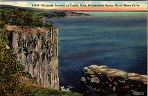 Palisade Lookout Castle Rock North Shore Drive Minn. VTG Postcard Linen - Picture 1 of 2