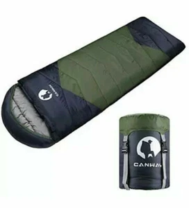 CANWAY Sleeping Bag w/Compression Sack, Lightweight (Green-32°F~ 49°F) - Picture 1 of 4