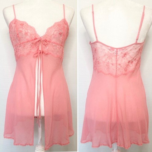 UNDERCOVER Y2K Victoria’s Secret abito slip babydoll rosa seta pizzo chiffon vintage VDay M