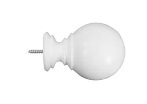 Lumi Mix And Match White Wood Ball Curtain Rod Finial (Set of 2) - Picture 1 of 5