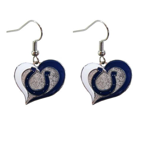 Brand New NFL Indianapolis Colts Swirl Heart Earring Dangle Charm Cover