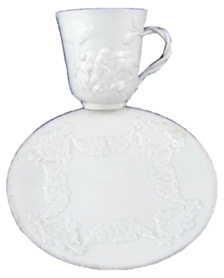 Antique Doccia Ginori Porcelain Blanc de Chine Cup & Saucer Porcellana Italian - Image 1 of 4