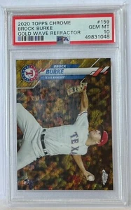 Brock Burke 2020 Topps cromo # 159 refractor onda dorada PSA 10 GEMA COMO NUEVO - Imagen 1 de 1
