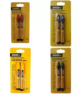 Johnson Pack of 2 Lumber Crayons Marking Marker Wood Metal Tile - Picture 1 of 5