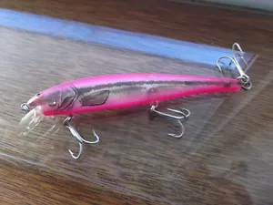 Old Large Screwtail Eye Bomber Long A,15A, Pink Silver Insert Fish Print - Picture 1 of 3