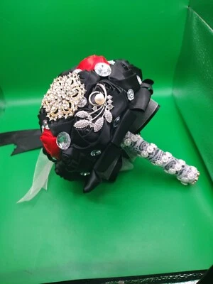 Bridal Bouquet Exclusively Different Specials Rhinestone Silk Roses  Red More... - Image 1 of 4