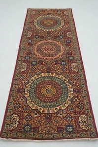 3 x 8 Fuß Rot Türkisch Mamluke Feine Qualität Handgeknüpft Medaillon Läufer Teppich - Bild 1 von 15