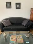 Leder-Couch-Garnitur schwarz 3-Sitzer 200 cm lang, 2-Sitzer 160 cm lang