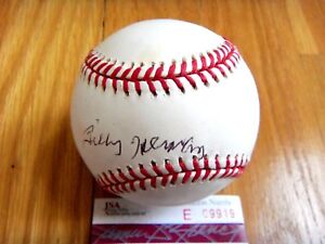 BILLY HERMAN Signed National League Baseball -JSA Authenticated