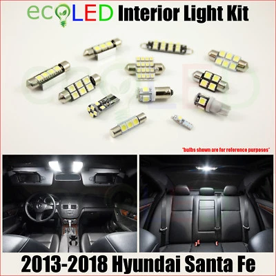 Kit de accesorios de luz interior LED blanca para Hyundai Santa Fe 2013-2018 9 bombillas Foto 1 de 4