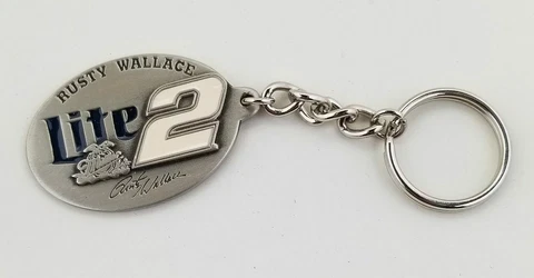 RUSTY WALLACE #2 MILLER LITE Pewter Metal Nascar Driver Collectible Keychain NEW Cover