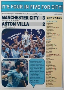 Manchester City 3 Aston Villa 2 - 2022 Premier League - impresión de recuerdo - Imagen 1 de 1