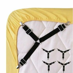 4pcs Triangle Bed Sheet Mattress Holder Fastener Grippers Clips Suspender Straps - Picture 1 of 3