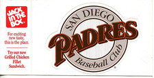1989 San Diego Padres logo MLB Jack In The Box Baseball Die-Cut