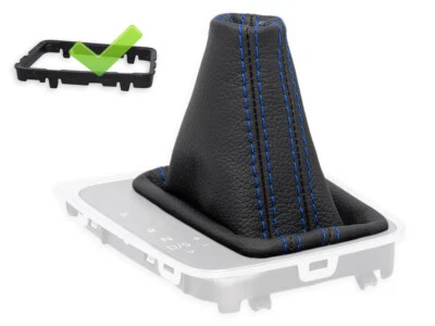 FOR VW GOLF VII MK7 13-19 DSG GEAR SHIFT BOOT GAITER LEATHER s. BLUE + FRAME - Image 1 of 4