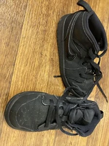 Toddler Air Jordan 1 Mid TD 'Triple Black' Shoes 640735-056 Size 9c - Picture 1 of 6