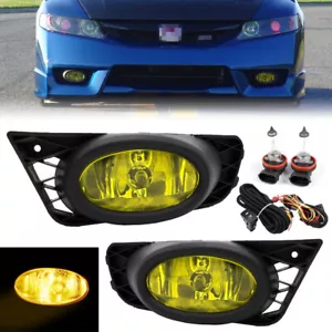 Fits 2009-2011 Honda Civic 4DR Sedan JDM Yellow Lens Front Bumper Fog Light Lamp - Picture 1 of 11