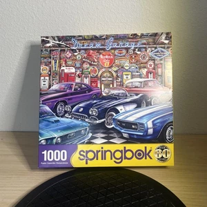 Springbok 1000 Piece Puzzle Dream Garage Classic Cars Vintage Signage - Picture 1 of 8