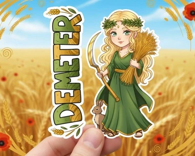 TINKERDEX Demeter Sticker and Magnet – Horaia Mythkins™ – Greek Goddess of Harvest and Sea