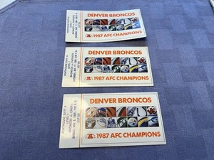 Denver Broncos 1987 AFC Champions Dec 17 1988 Football Ticket Qty 3 Suite  - Picture 1 of 2