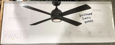 Fanimation Kwad 52 in. LED Brushed Satin Brass Ceiling Fan With Remote - Image 1 of 3