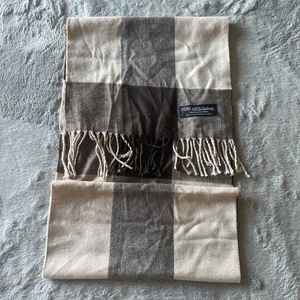 100% Kaschmir Schal - kariert - Made in Scotland - braun & creme - Bild 1 von 3