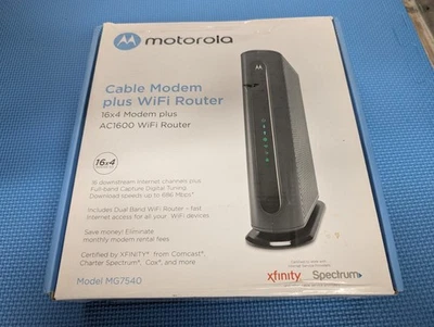Motorola 16x4 Cable Modem Plus AC1600 WiFi Router MG7540 NEW/SEALED - Image 1 of 3