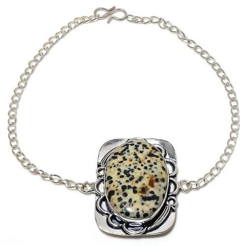 VALENTINO Bracciale Dalmation Diaspro Gemma Argento Sterling 925 Regalo Gioielli 7 8" Q267